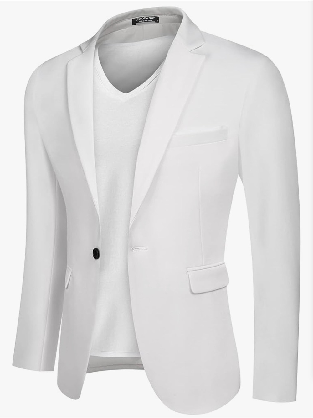 Men's White Single-Breasted Blazer by Cuostnay